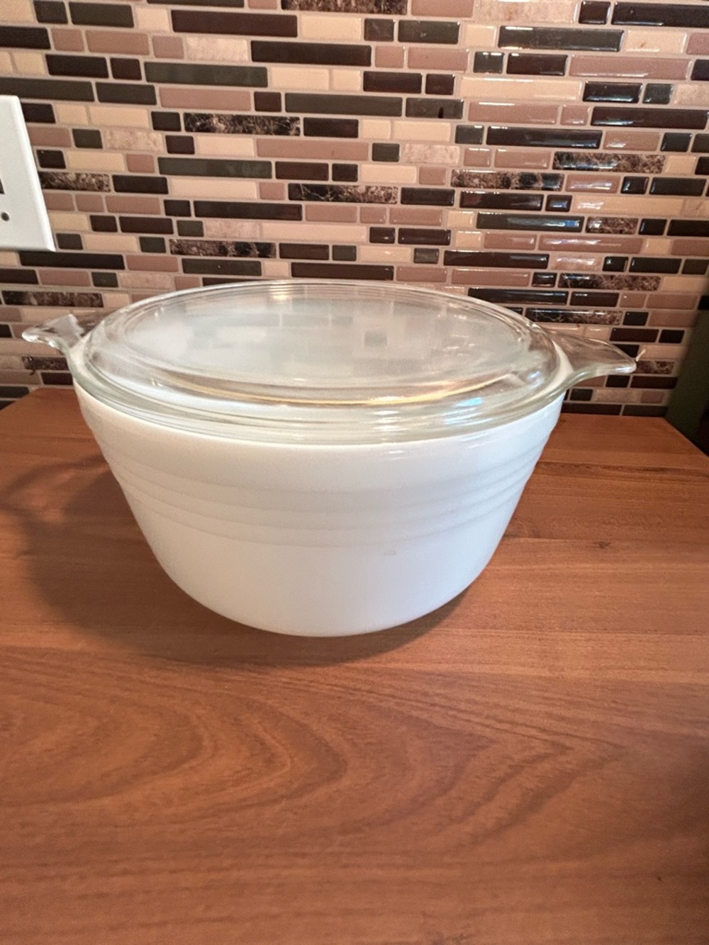 Vintage Pyrex White Glass Covered Mixing Bowl - Home Kitchen